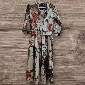 Samantha Sung Floral Crane Print Maxi Dress